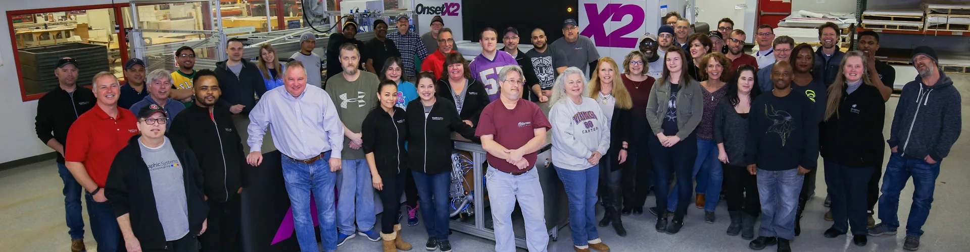 The full Graphic Systems team on the production floor