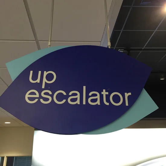 Dimensional wayfinding sign at Belk