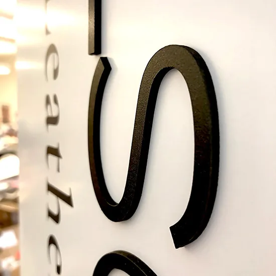Dimensional lettering detail for Wilsons Leather