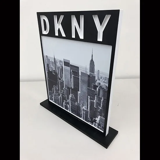 DKNY dimensional letters on printed skyline
