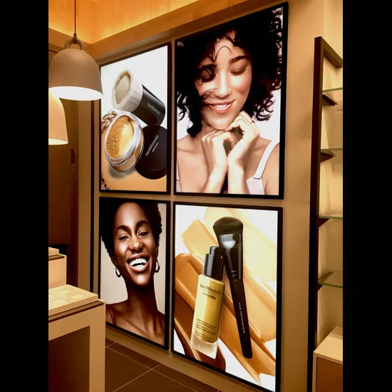 Backlit beauty campaign lightboxes